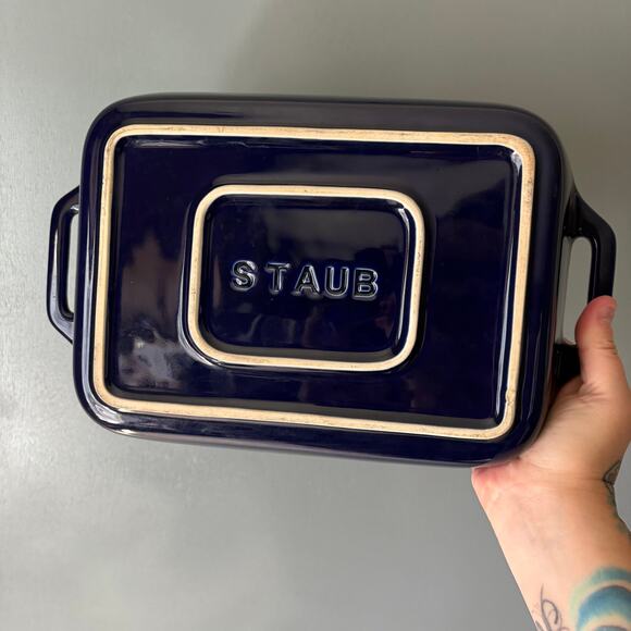 STAUB 9X6 Rectangular Blue Baking Dish Casserole Pan NEW WITHOUT BOX - Picture 2 of 9